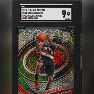 Damian lillard meta prizm card /25 spectra basketball 2020-21 graded sgc 9